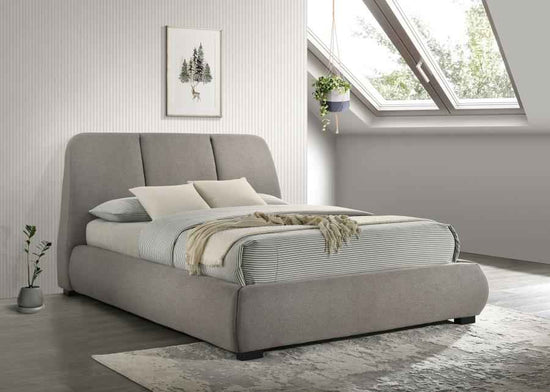 Mokena 46-inch Upholstered Queen Platform Bed Taupe