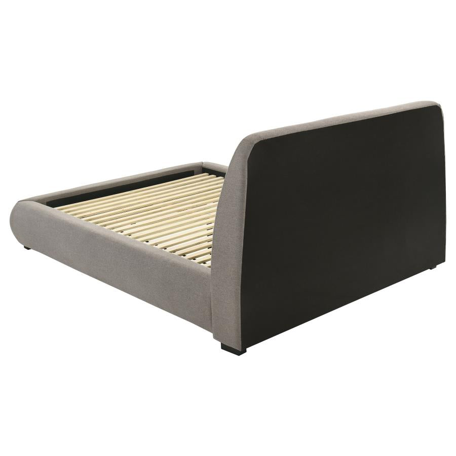 Home & Sleep Outlet - Mokena 46-inch Upholstered Queen Platform Bed Taupe