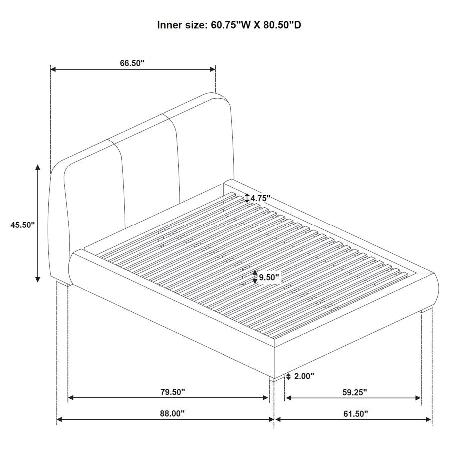 Home & Sleep Outlet - Mokena 46-inch Upholstered Queen Platform Bed Taupe