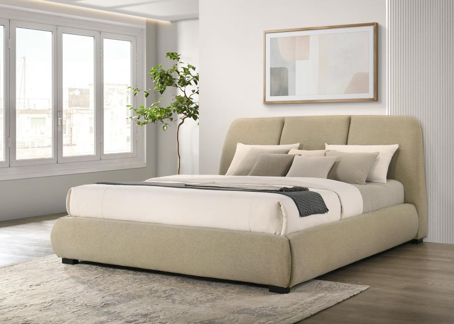Home & Sleep Outlet - Mokena 46-inch Upholstered Eastern King Platform Bed Brown