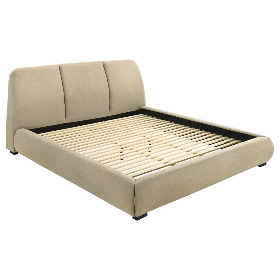 Home & Sleep Outlet - Mokena 46-inch Upholstered Eastern King Platform Bed Brown