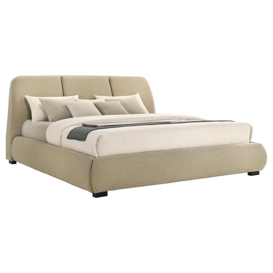 Home & Sleep Outlet - Mokena 46-inch Upholstered Eastern King Platform Bed Brown