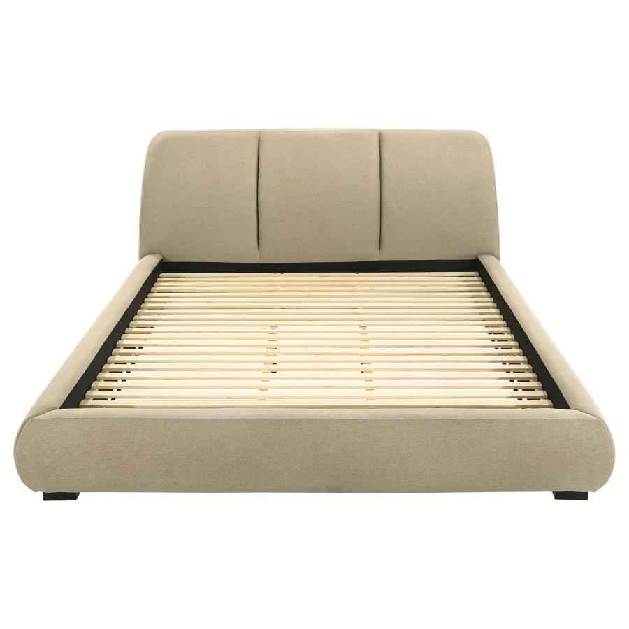 Mokena 46-inch Upholstered Eastern King Platform Bed Brown