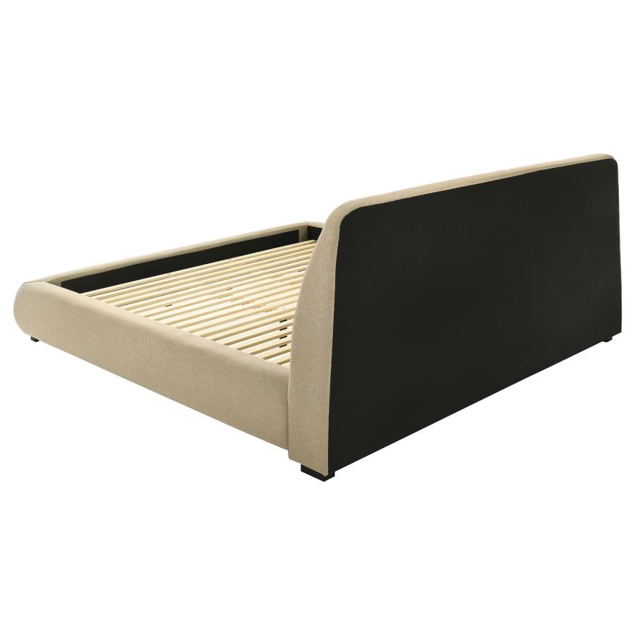 Home & Sleep Outlet - Mokena 46-inch Upholstered Eastern King Platform Bed Brown