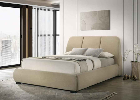 Mokena 46-inch Upholstered Queen Platform Bed Brown