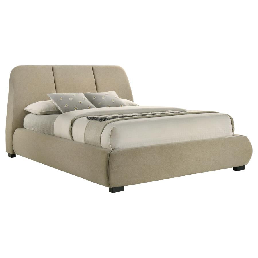 Home & Sleep Outlet - Mokena 46-inch Upholstered Queen Platform Bed Brown