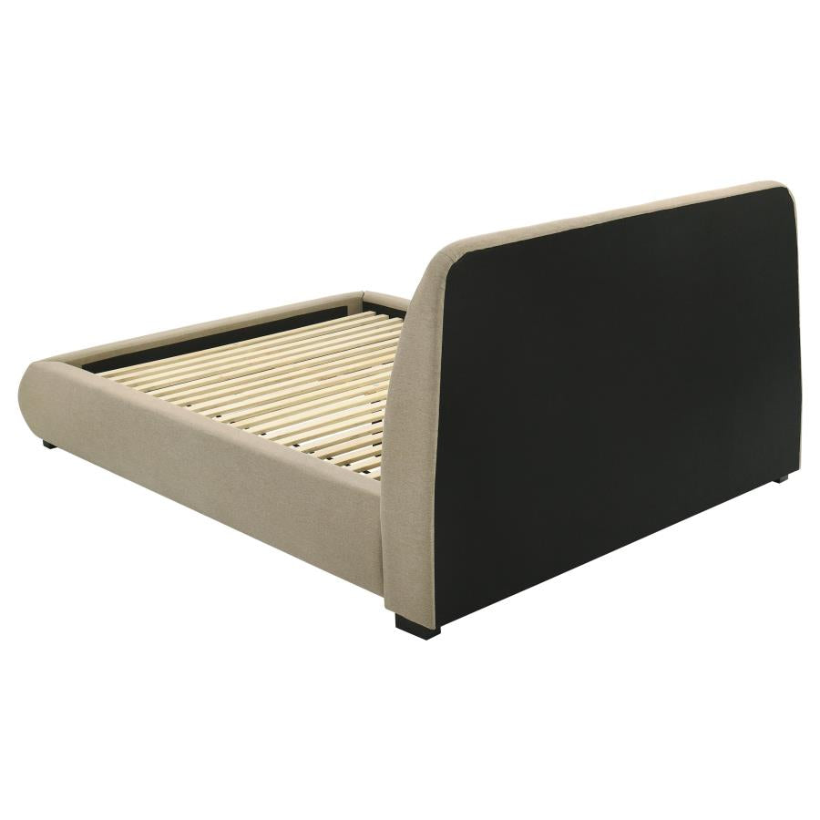 Home & Sleep Outlet - Mokena 46-inch Upholstered Queen Platform Bed Brown