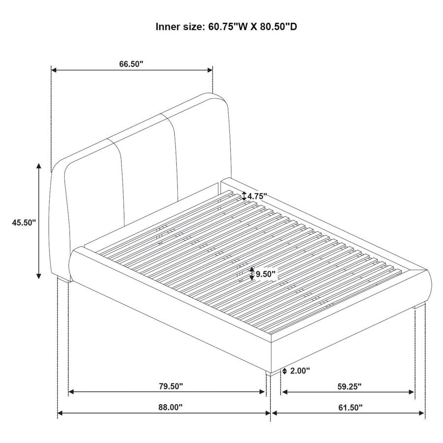 Home & Sleep Outlet - Mokena 46-inch Upholstered Queen Platform Bed Brown