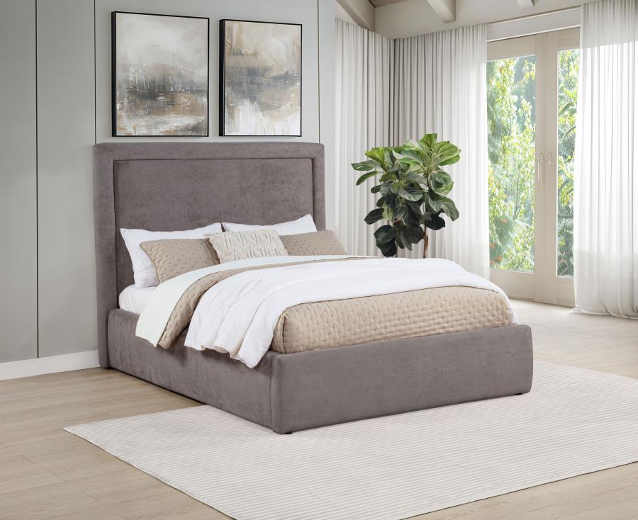 Home & Sleep Outlet - Lawson 54-inch Upholstered Full Panel Platform Bed Mushroom