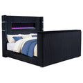 Tisdall Eastern King Flame Visualizer Wingback TV Bed Black