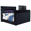 Tisdall Eastern King Flame Visualizer Wingback TV Bed Black