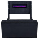 Tisdall Eastern King Flame Visualizer Wingback TV Bed Black