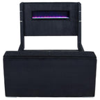 Tisdall Eastern King Flame Visualizer Wingback TV Bed Black