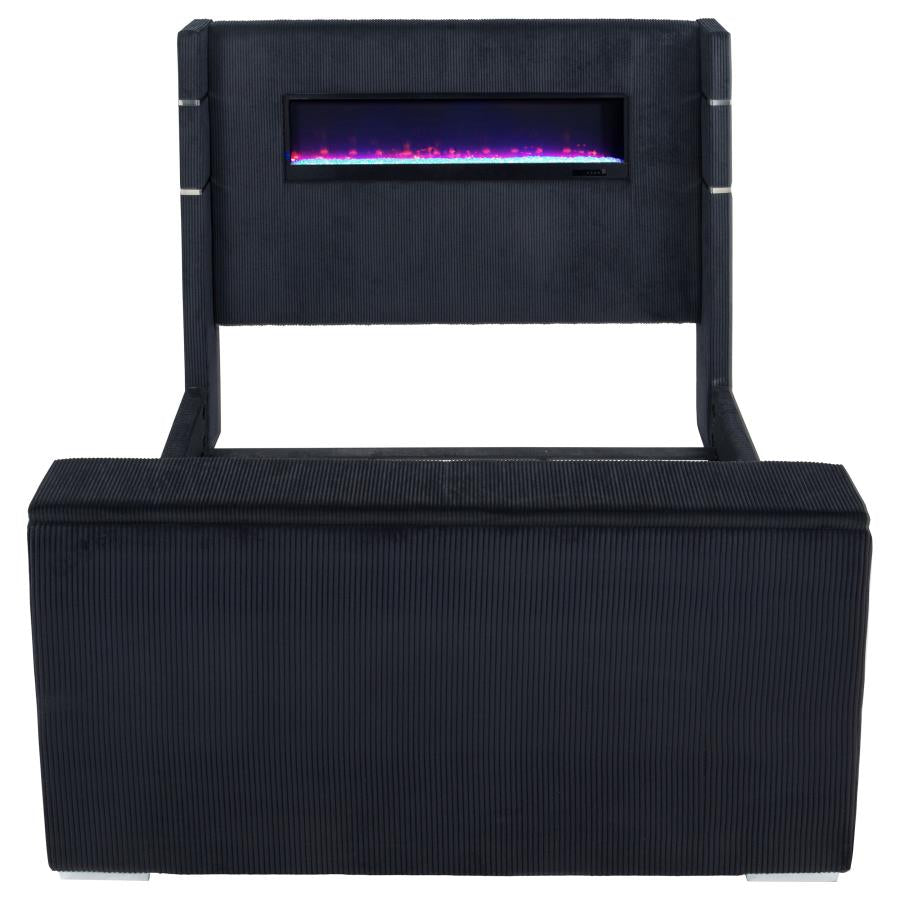 Tisdall Eastern King Flame Visualizer Wingback TV Bed Black