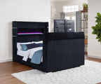 Home & Sleep Outlet - Tisdall Queen Flame Visualizer Wingback TV Bed Black