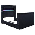 Home & Sleep Outlet - Tisdall Queen Flame Visualizer Wingback TV Bed Black