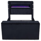 Home & Sleep Outlet - Tisdall Queen Flame Visualizer Wingback TV Bed Black