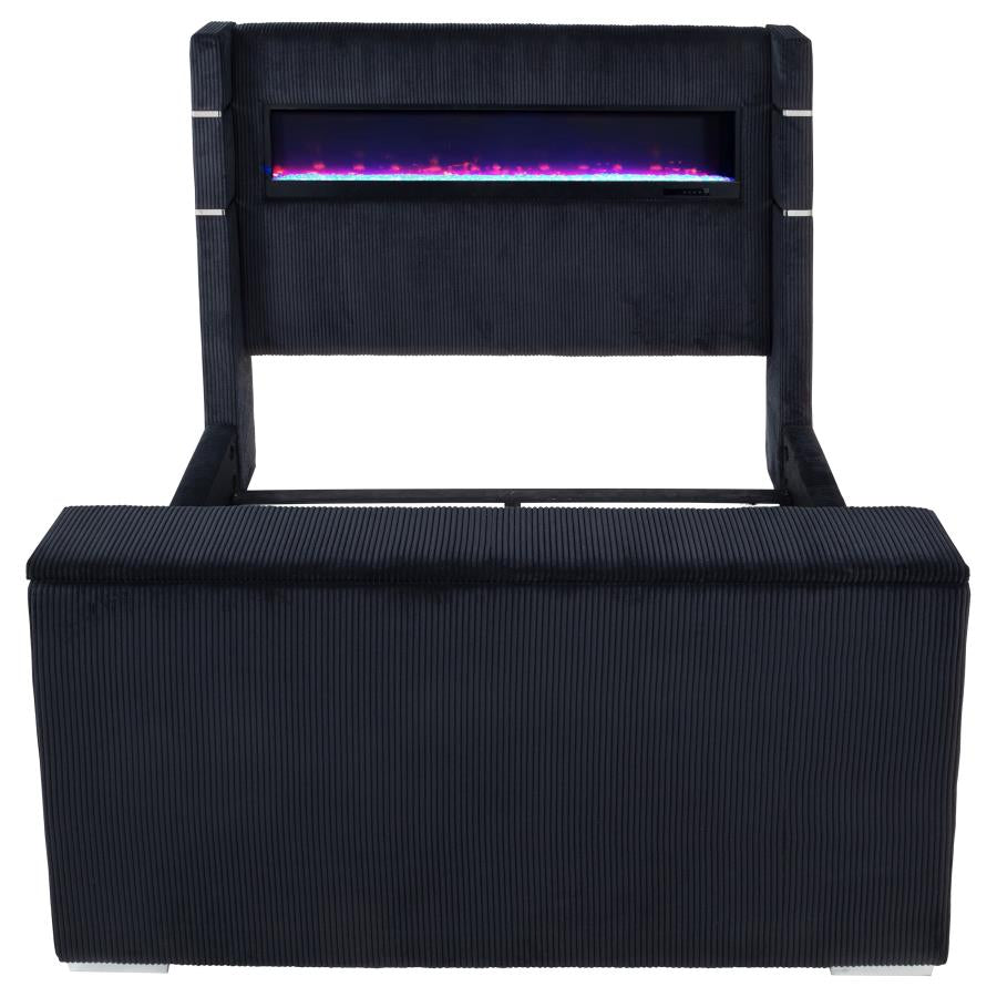 Home & Sleep Outlet - Tisdall Queen Flame Visualizer Wingback TV Bed Black