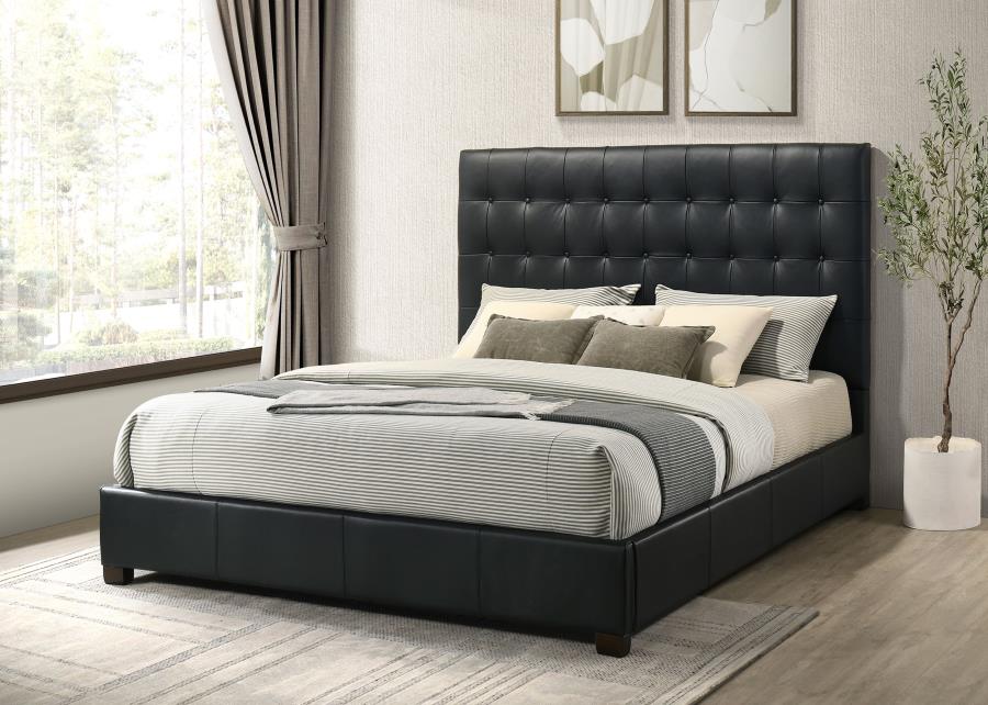 Home & Sleep Outlet - Medley Genuine Leather Eastern King Platform Bed Black