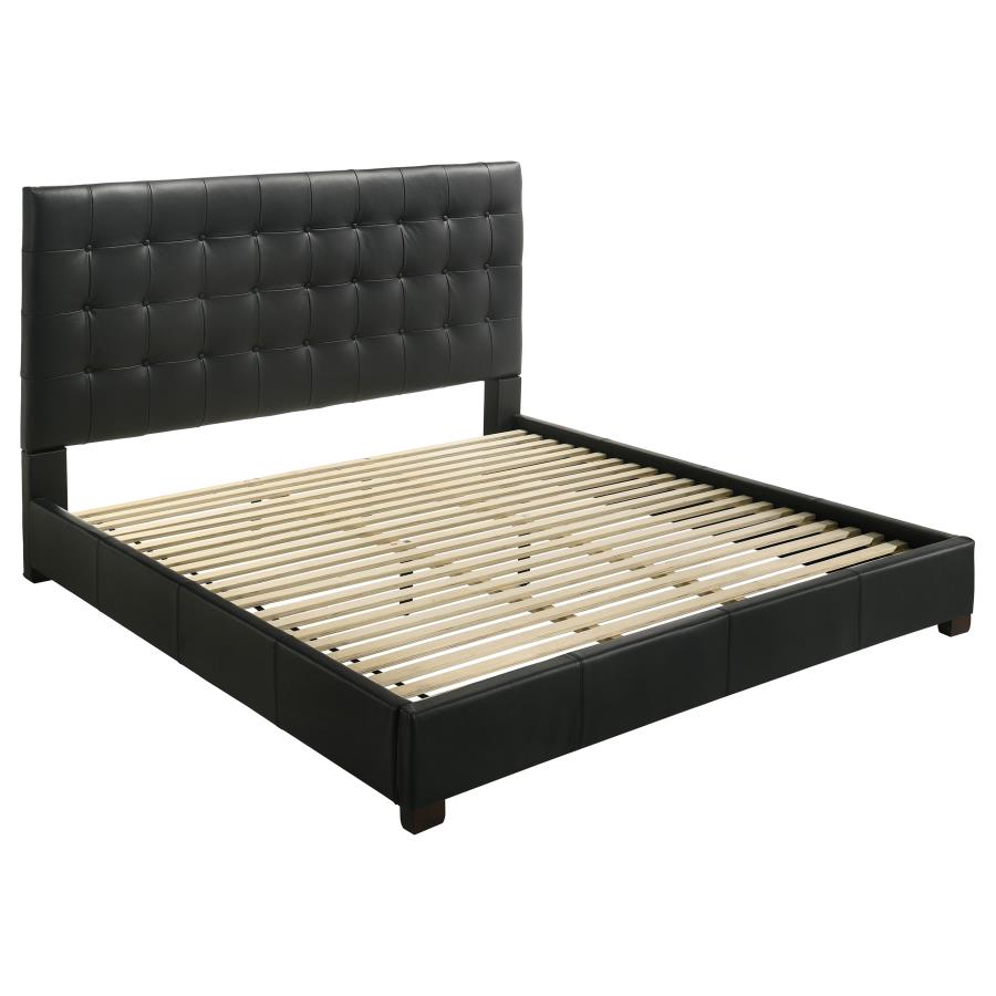 Home & Sleep Outlet - Medley Genuine Leather Eastern King Platform Bed Black
