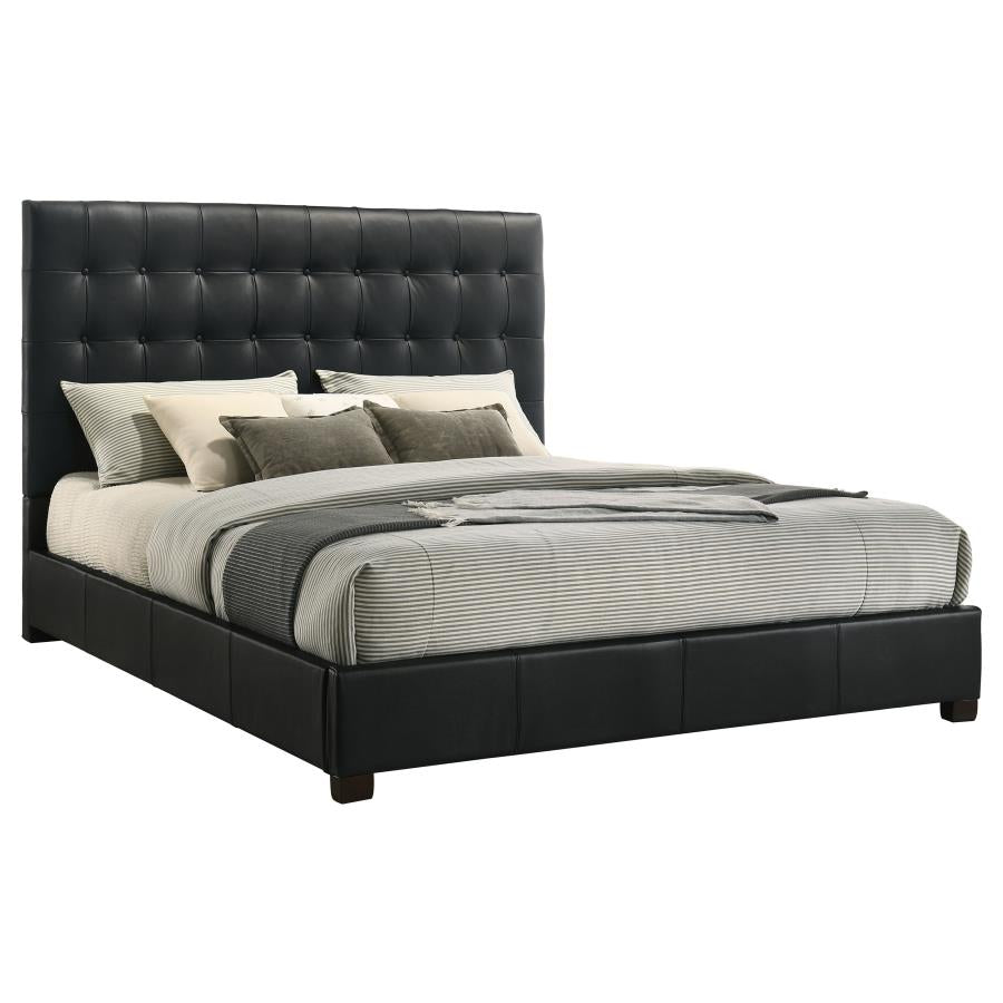 Home & Sleep Outlet - Medley Genuine Leather Eastern King Platform Bed Black