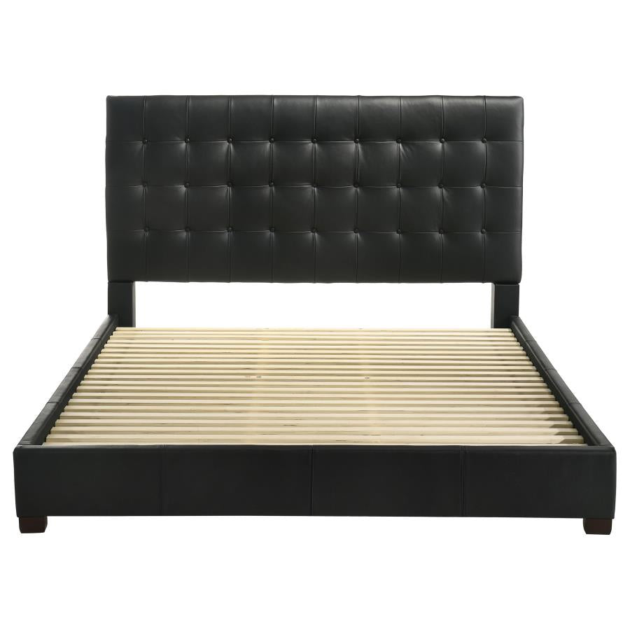 Home & Sleep Outlet - Medley Genuine Leather Eastern King Platform Bed Black