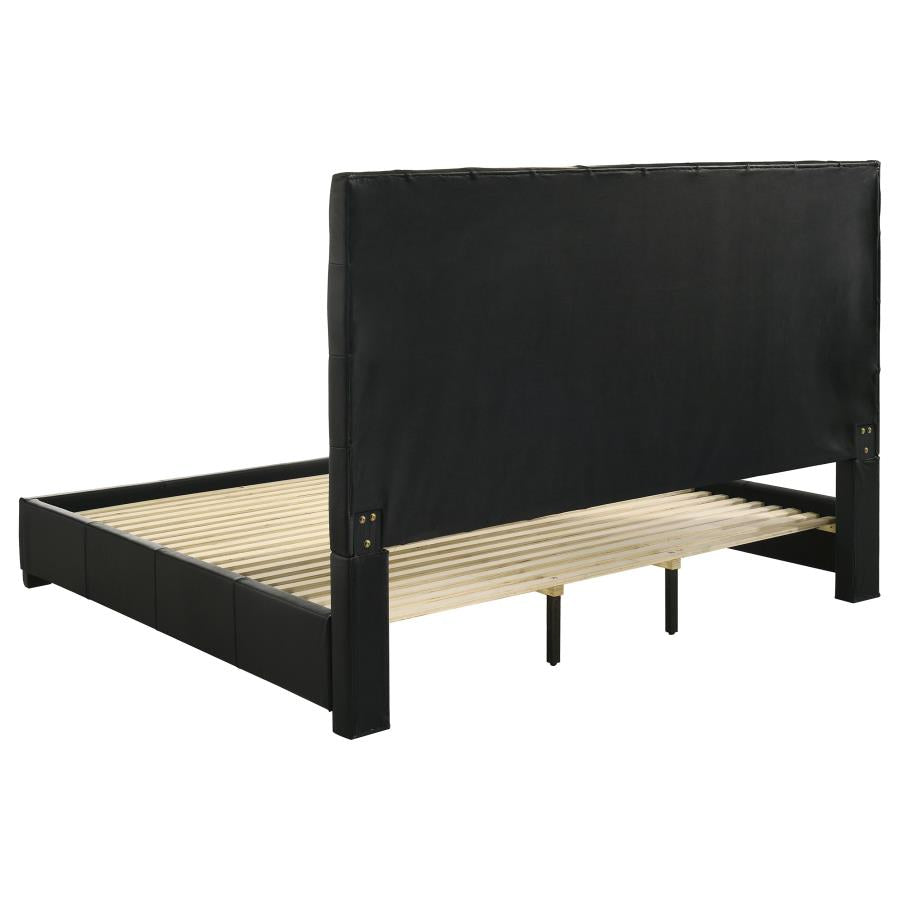 Home & Sleep Outlet - Medley Genuine Leather Eastern King Platform Bed Black