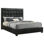 Home & Sleep Outlet - Medley Genuine Leather Queen Panel Platform Bed Black