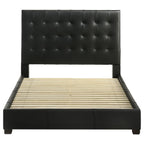 Home & Sleep Outlet - Medley Genuine Leather Queen Panel Platform Bed Black