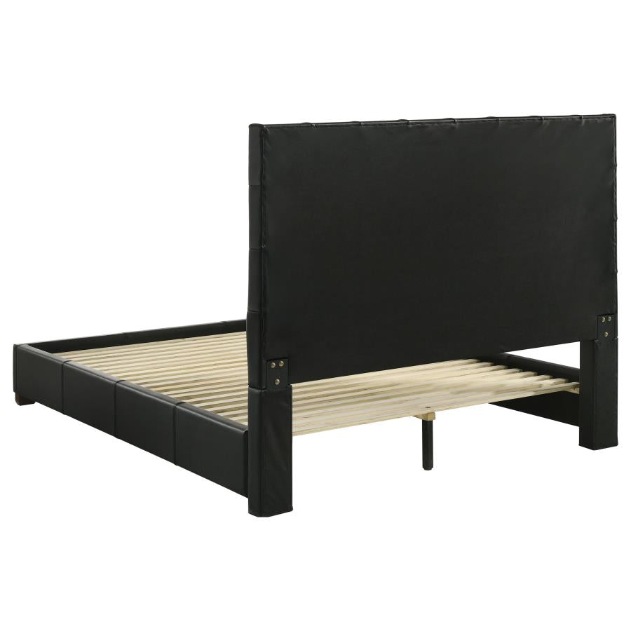 Home & Sleep Outlet - Medley Genuine Leather Queen Panel Platform Bed Black