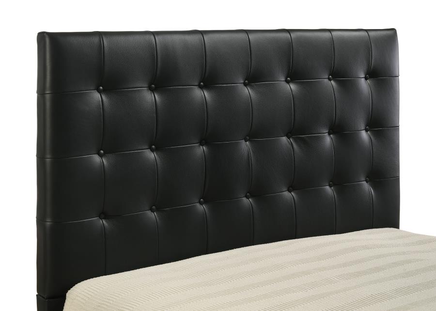 Home & Sleep Outlet - Medley Genuine Leather Queen Panel Platform Bed Black