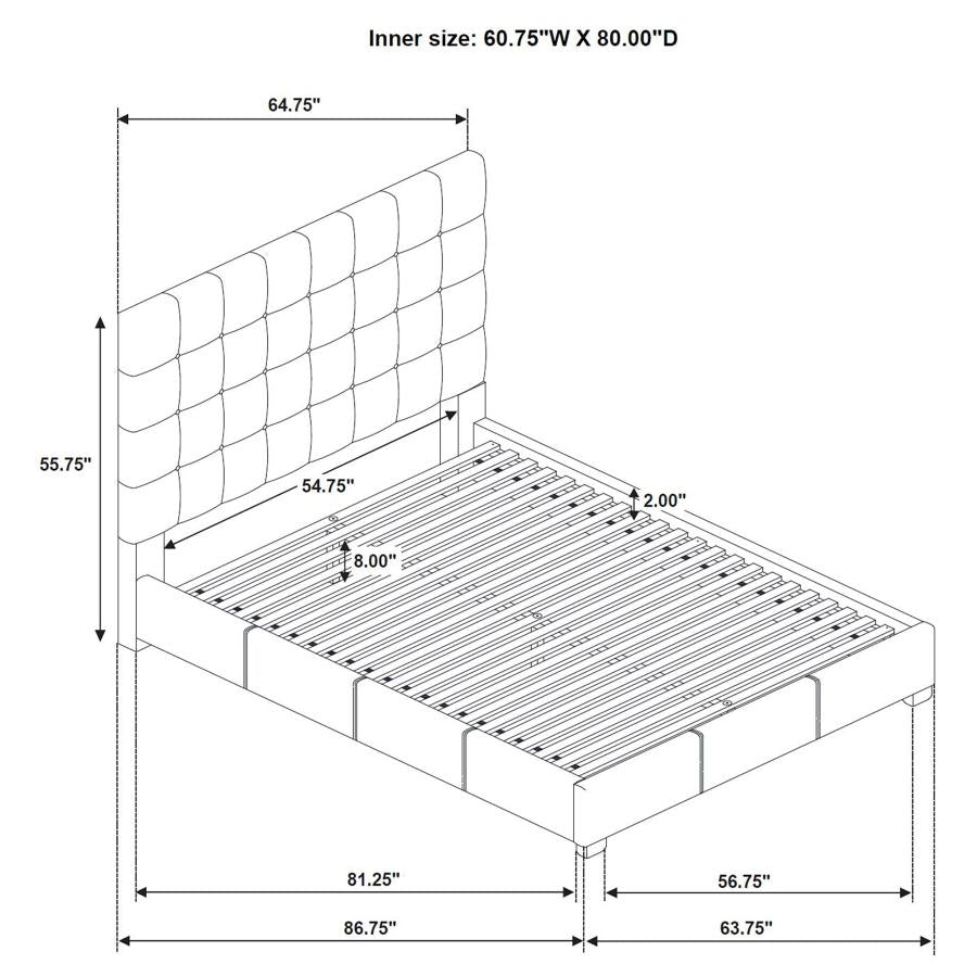 Home & Sleep Outlet - Medley Genuine Leather Queen Panel Platform Bed Black