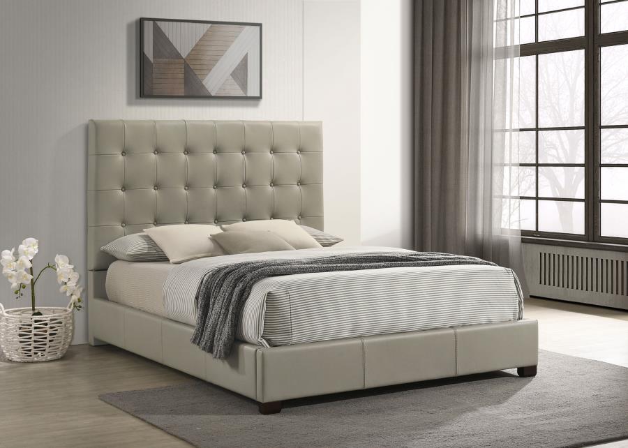Home & Sleep Outlet - Medley Genuine Leather Queen Panel Platform Bed Tan