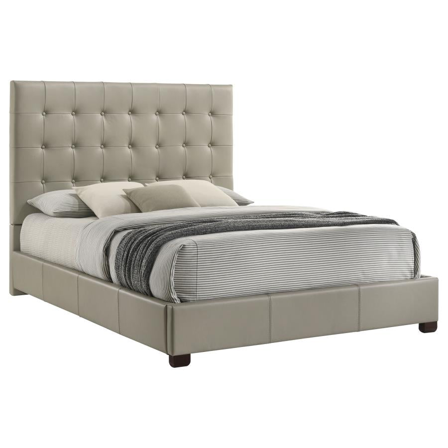 Home & Sleep Outlet - Medley Genuine Leather Queen Panel Platform Bed Tan