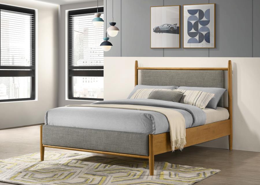 Home & Sleep Outlet - Mason 46-inch Full Panel Platform Bed Grey and Light Brown
