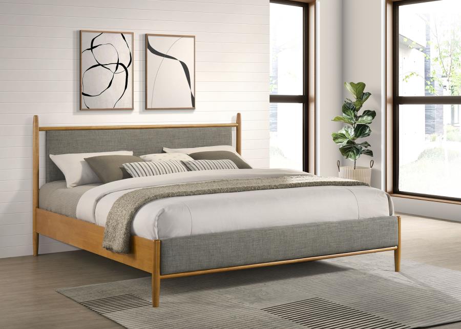 Home & Sleep Outlet - Mason 46-inch Eastern King Panel Platform Bed Light Brown
