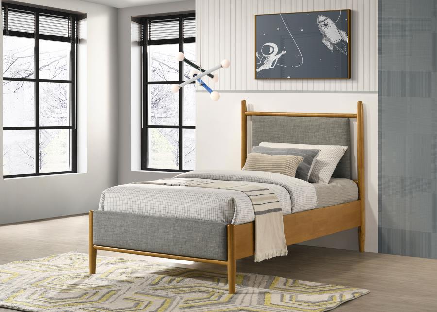 Home & Sleep Outlet - Mason 46-inch Twin Panel Platform Bed Grey and Light Brown