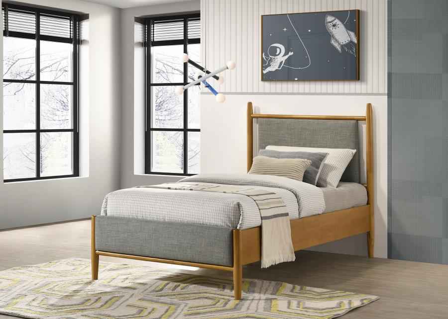 Mason 46-inch Twin Panel Platform Bed Grey and Light Brown