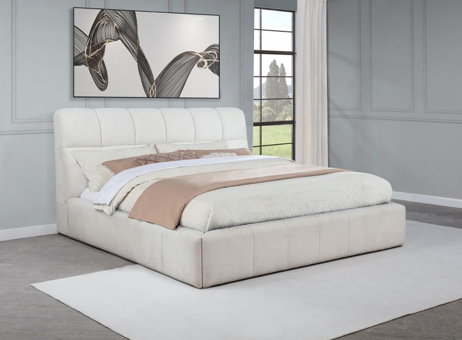 Home & Sleep Outlet - Nollet 48-inch Upholstered Eastern King Platform Bed Cream