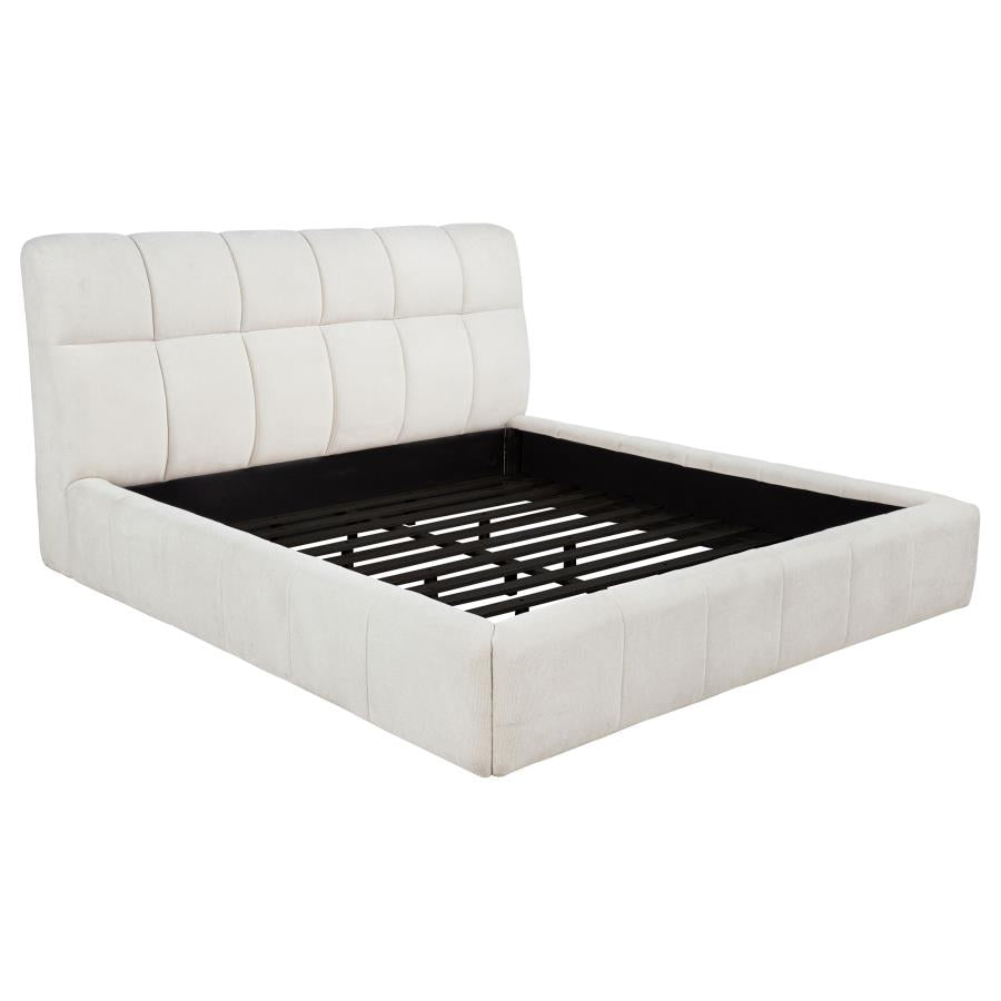 Home & Sleep Outlet - Nollet 48-inch Upholstered Eastern King Platform Bed Cream