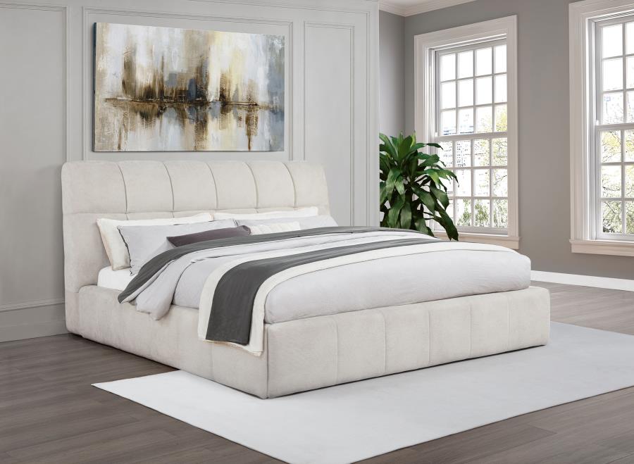 Home & Sleep Outlet - Nollet 48-inch Upholstered California King Platform Bed Cream