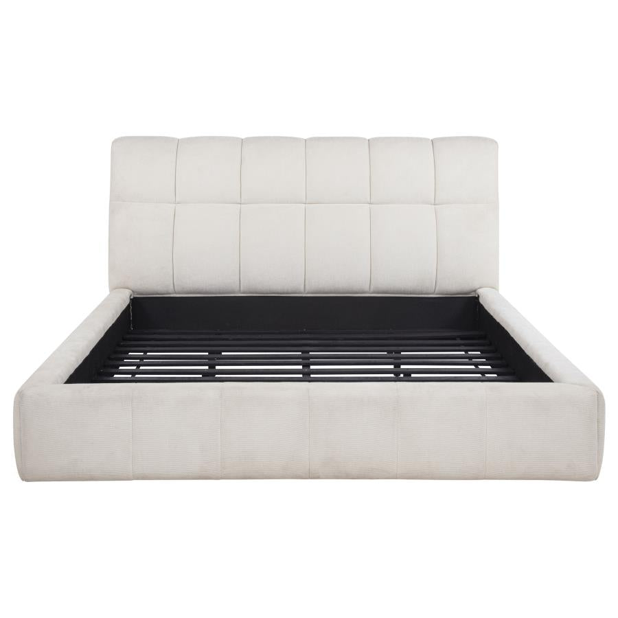 Home & Sleep Outlet - Nollet 48-inch Upholstered California King Platform Bed Cream
