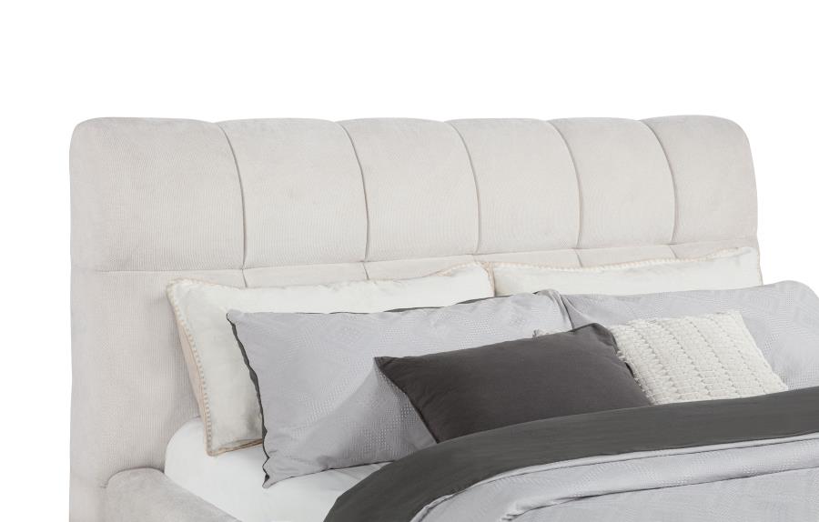 Home & Sleep Outlet - Nollet 48-inch Upholstered California King Platform Bed Cream