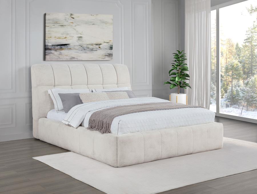 Home & Sleep Outlet - Nollet 48-inch Upholstered Queen Panel Platform Bed Cream