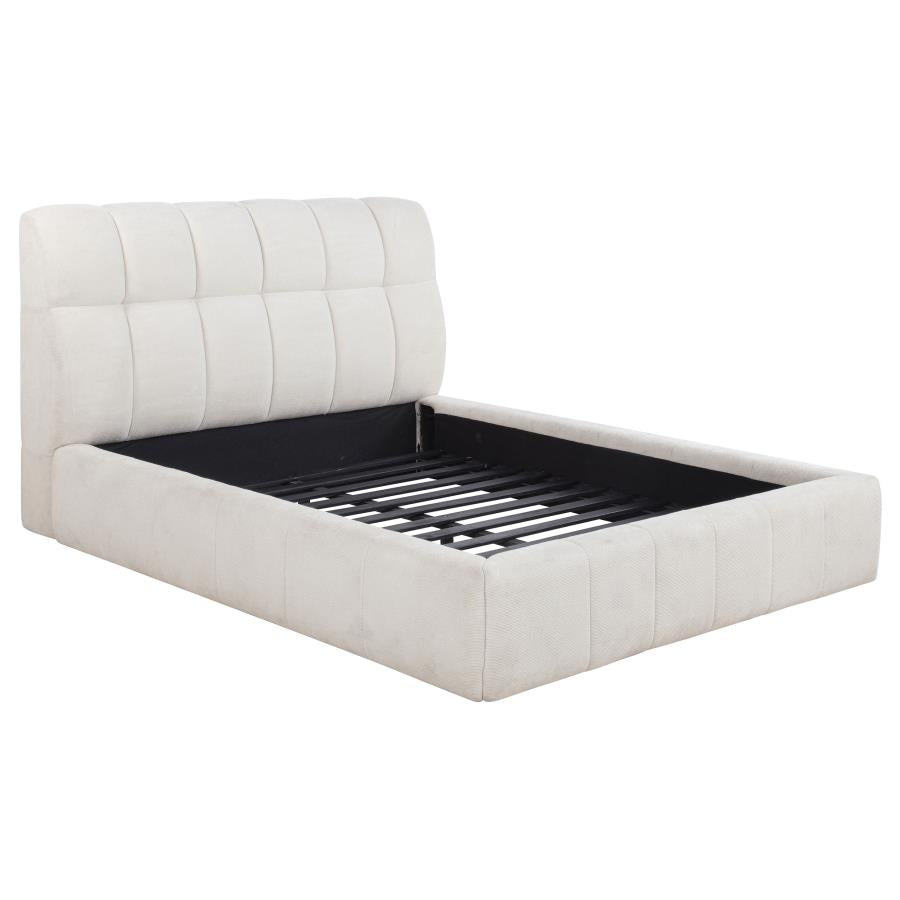 Home & Sleep Outlet - Nollet 48-inch Upholstered Queen Panel Platform Bed Cream