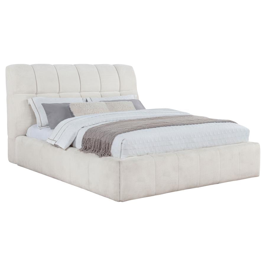 Home & Sleep Outlet - Nollet 48-inch Upholstered Queen Panel Platform Bed Cream