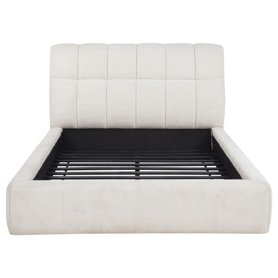 Home & Sleep Outlet - Nollet 48-inch Upholstered Queen Panel Platform Bed Cream