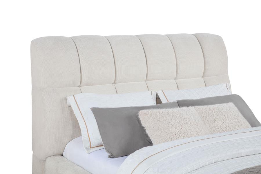 Home & Sleep Outlet - Nollet 48-inch Upholstered Queen Panel Platform Bed Cream