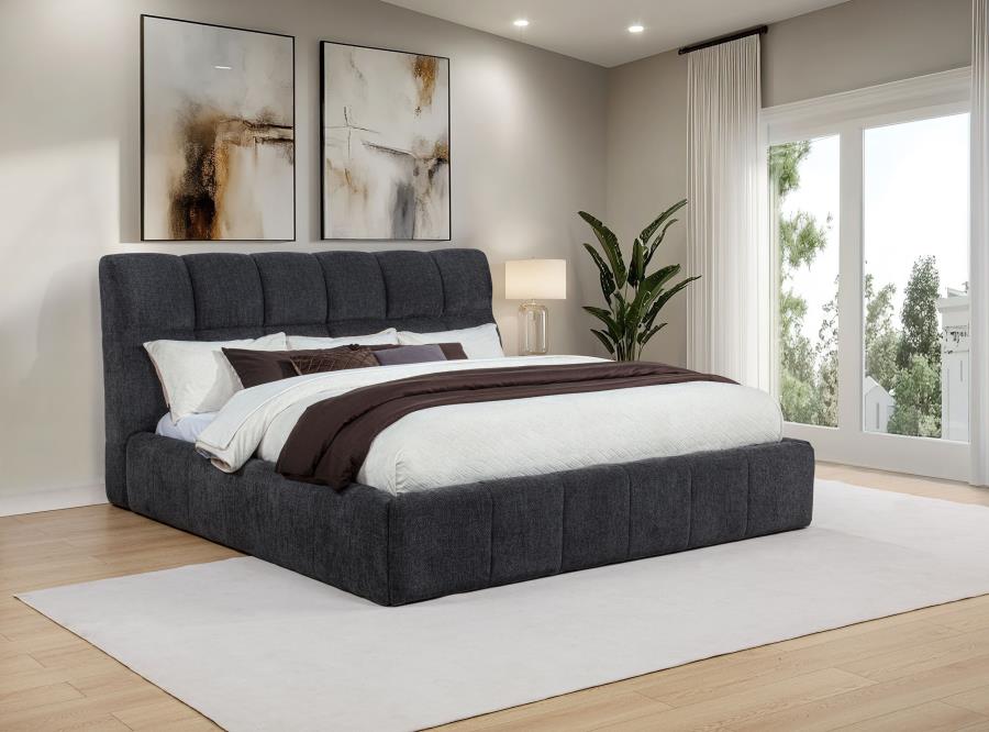 Home & Sleep Outlet - Nollet 48-inch Upholstered Eastern King Platform Bed Grey