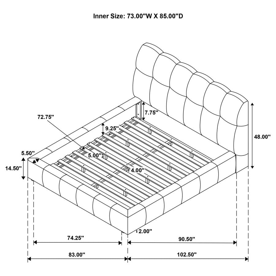Home & Sleep Outlet - Nollet 48-inch Upholstered California King Platform Bed Grey
